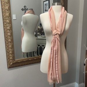 Women’s Lightweight Peach Pink  Striped Scarf